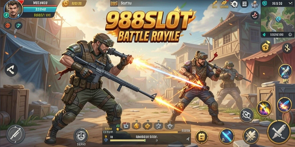 Tampilan aksi seru di arena Battle Royale 988SLOT.