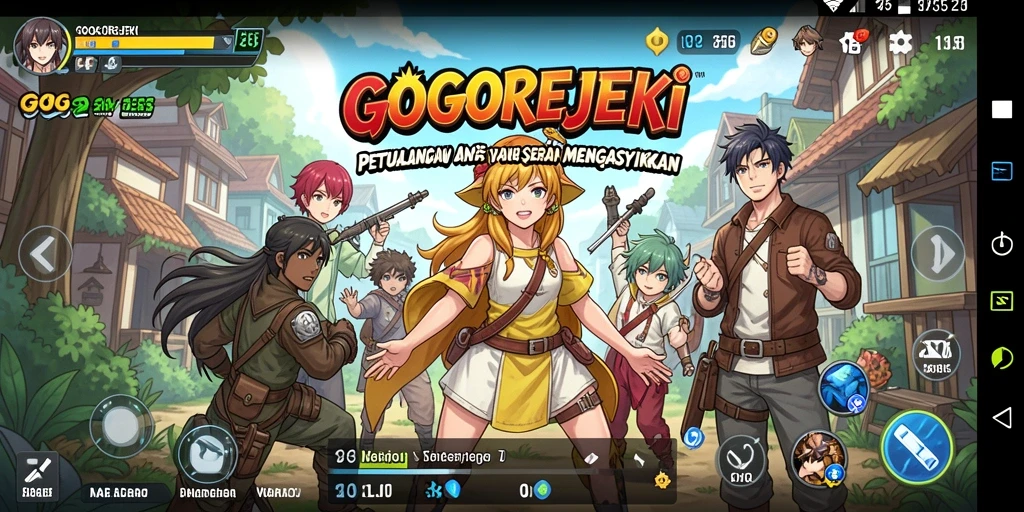 Screenshot gameplay GOGOREJEKI menampilkan karakter Anime yang memukau.