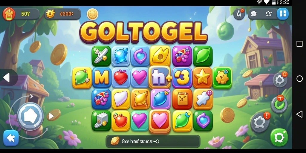 Tampilan screenshot GOLTOGEL menampilkan gameplay Match-3 yang menyenangkan.