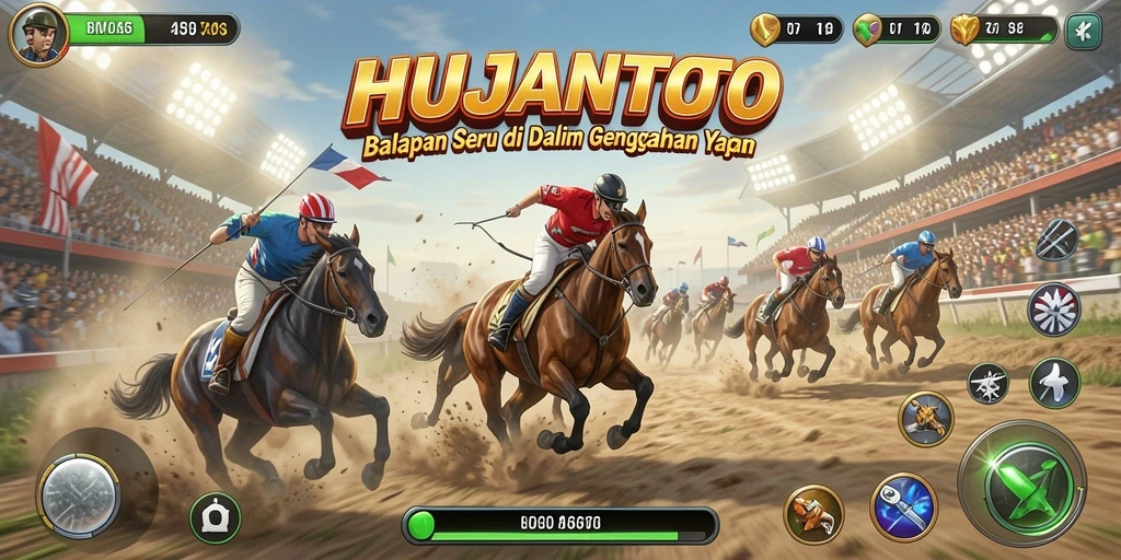 Tampilan gameplay seru dari HUJANTOTO dengan balapan mendebarkan.