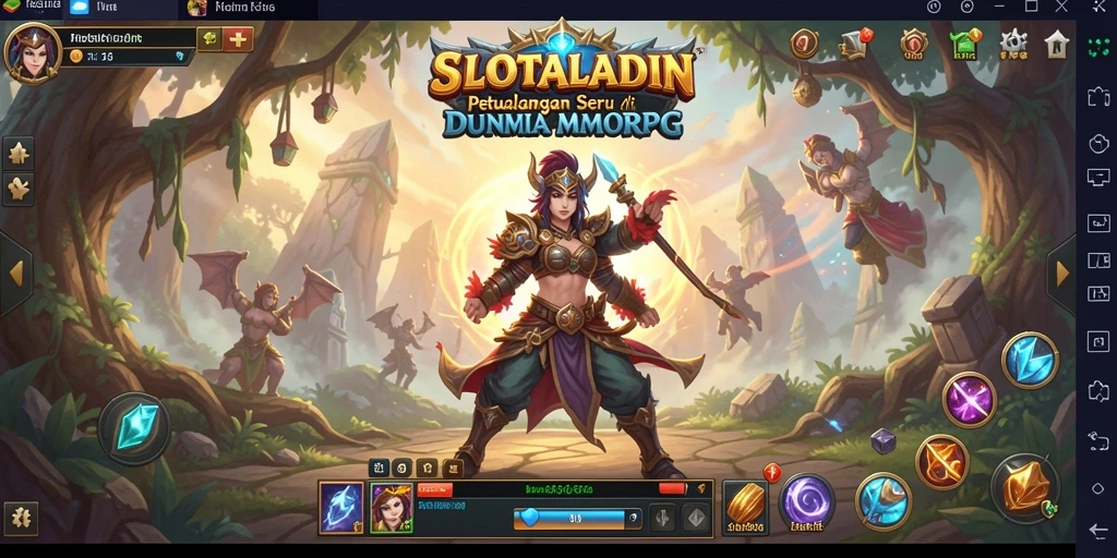 Screenshot utama SLOTALADIN menampilkan aksi mendebarkan dalam pertarungan MMORPG.