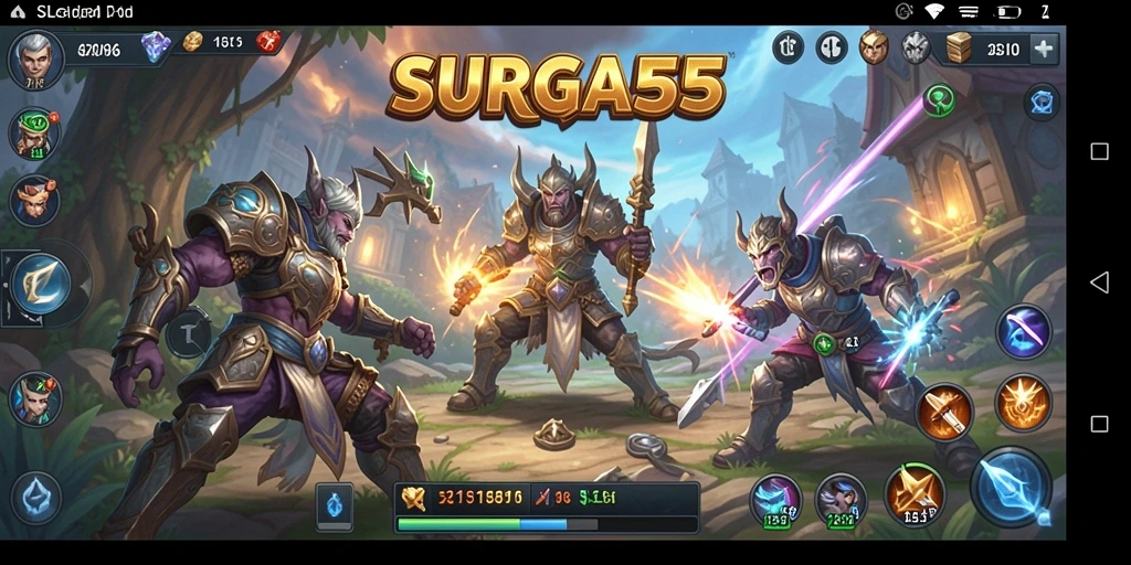 Tangkapan layar gameplay SURGA55 menampilkan strategi pertempuran mendebarkan.