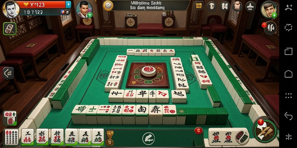 Tampilan gameplay seru dari YY123 dengan ubin Mahjong.