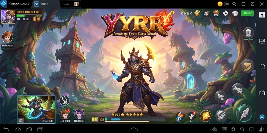 Screenshot gameplay YYRR yang menunjukkan pertarungan seru di dunia fantasi.